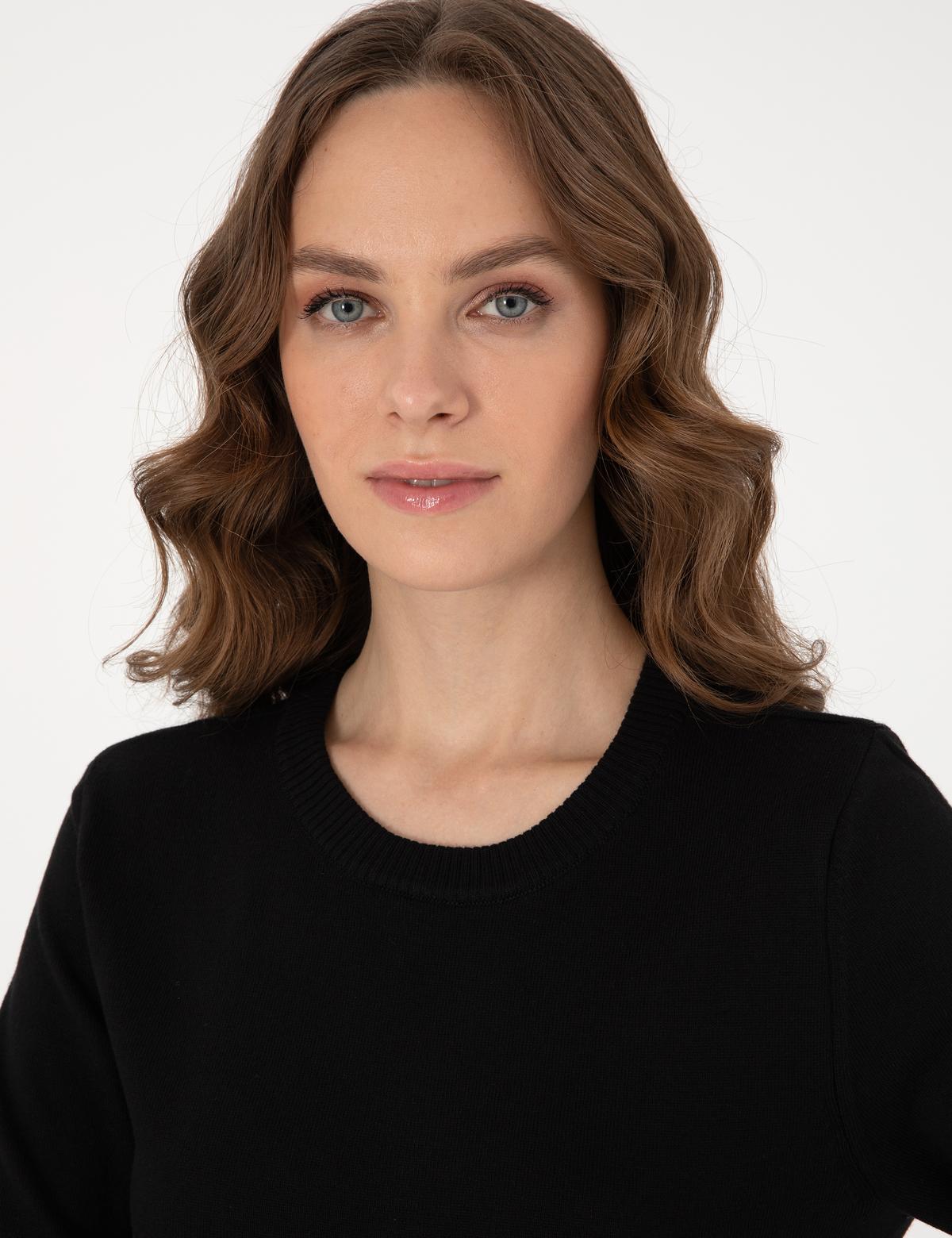 Siyah Slim Fit Bisiklet Yaka Basic Kazak - 50315758038