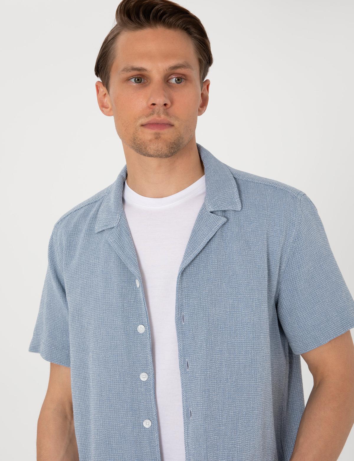 Lacivert Comfort Fit Kısa Kollu Gömlek - 50301708035