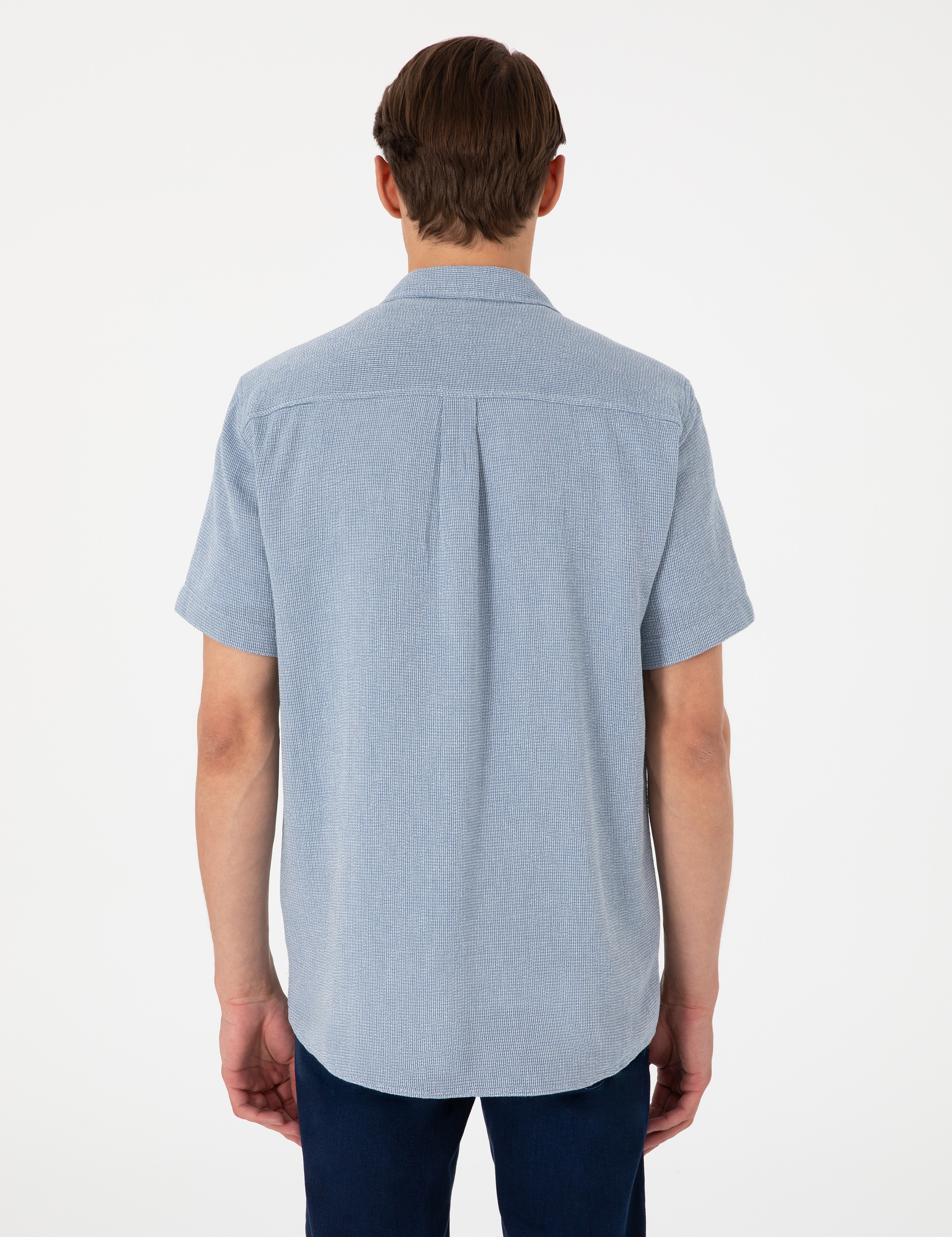 Lacivert Comfort Fit Kısa Kollu Gömlek - Image 5