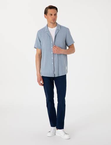 Lacivert Comfort Fit Kısa Kollu Gömlek