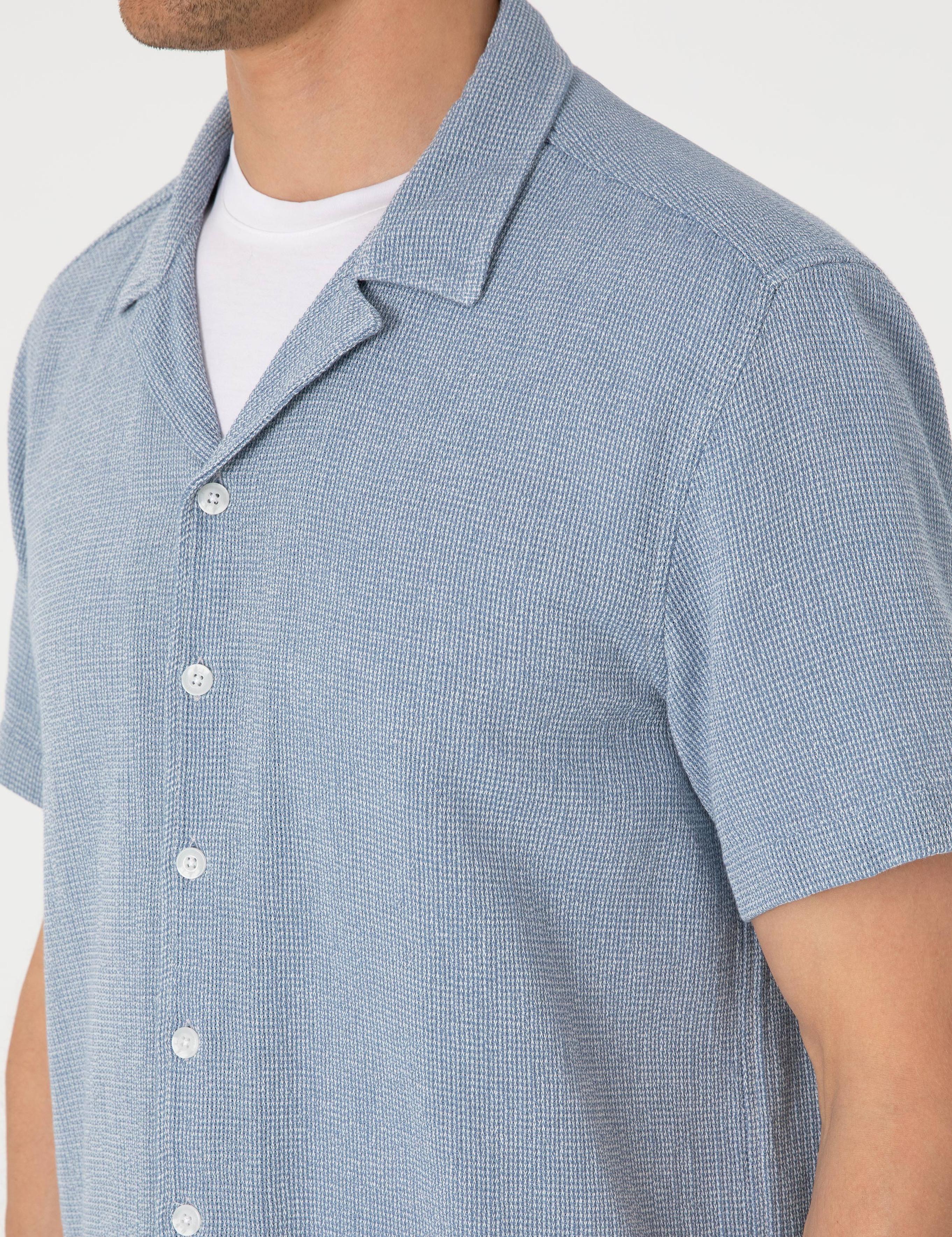 Lacivert Comfort Fit Kısa Kollu Gömlek