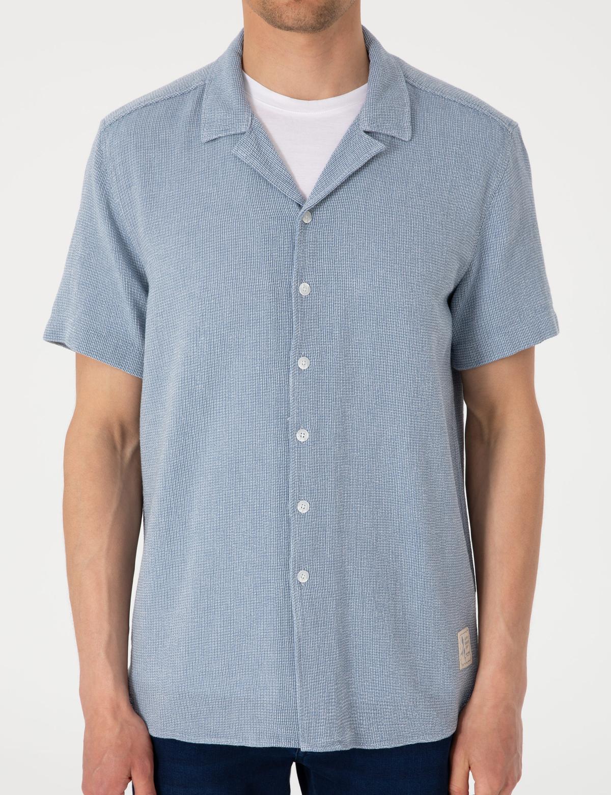 Lacivert Comfort Fit Kısa Kollu Gömlek - 50301708035