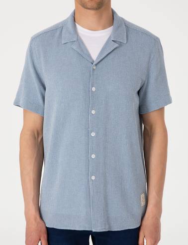 Lacivert Comfort Fit Kısa Kollu Gömlek