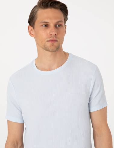 Açık Mavi Slim Fit Tişört