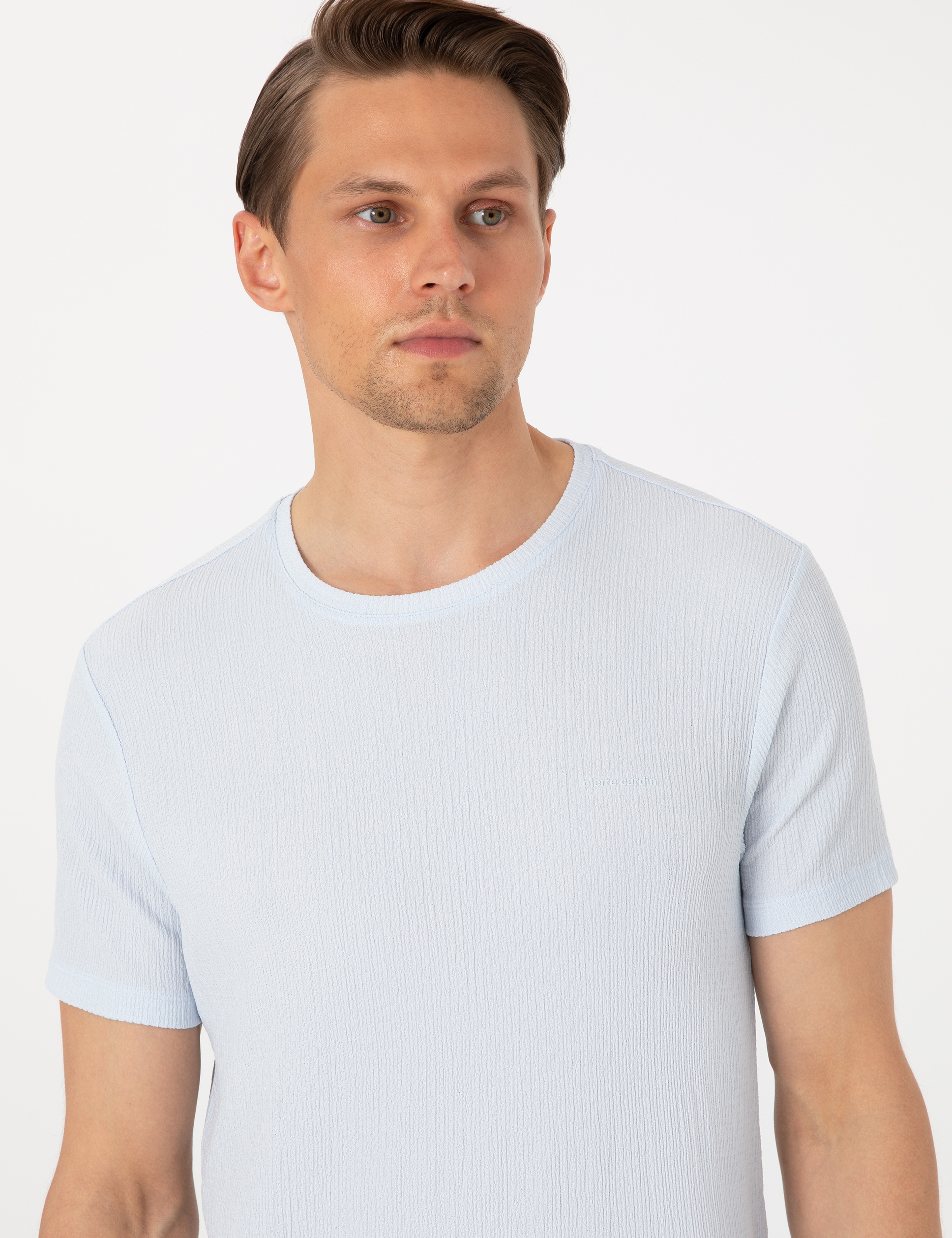 Açık Mavi Slim Fit Tişört - Image 2