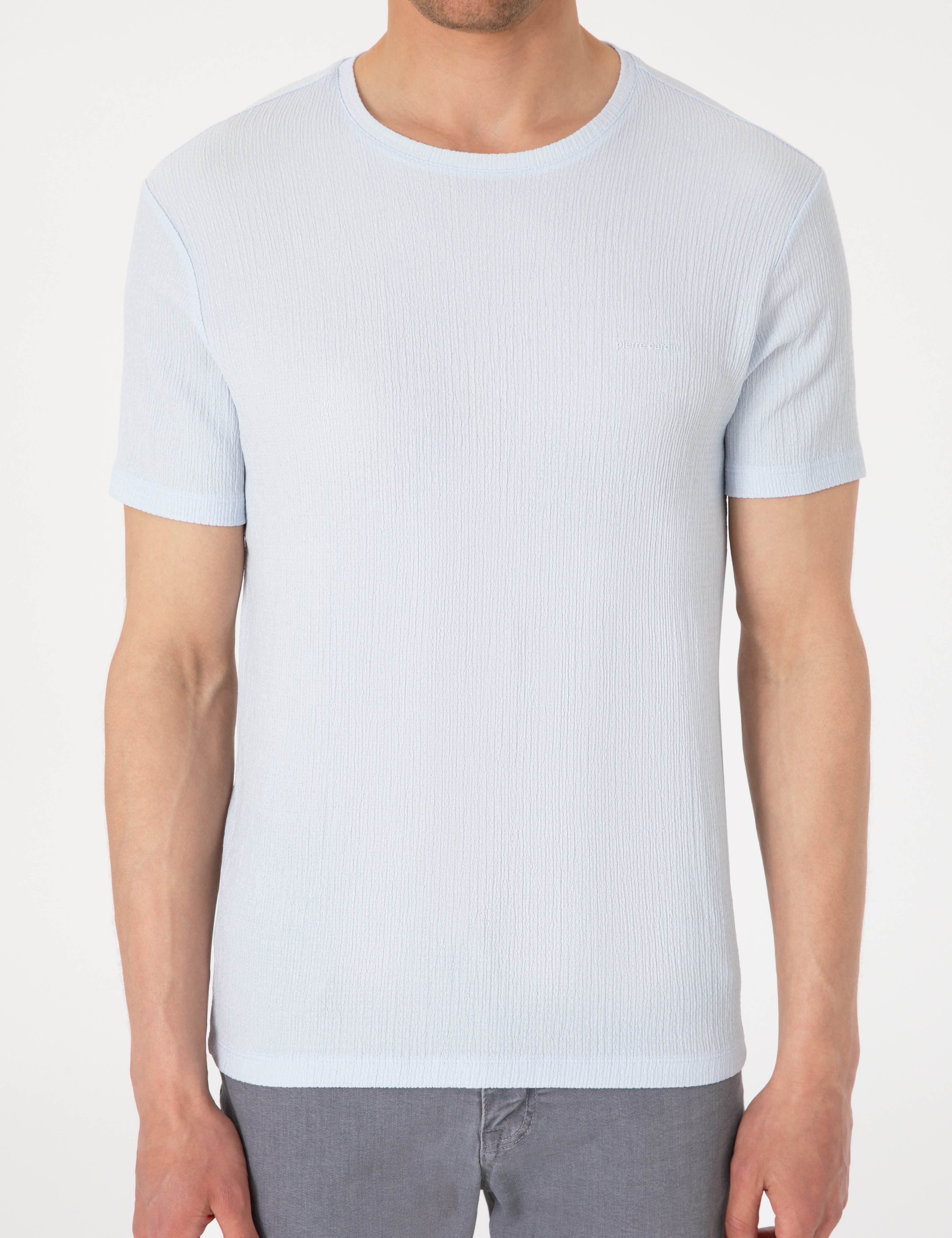 Açık Mavi Slim Fit Tişört - Image 6