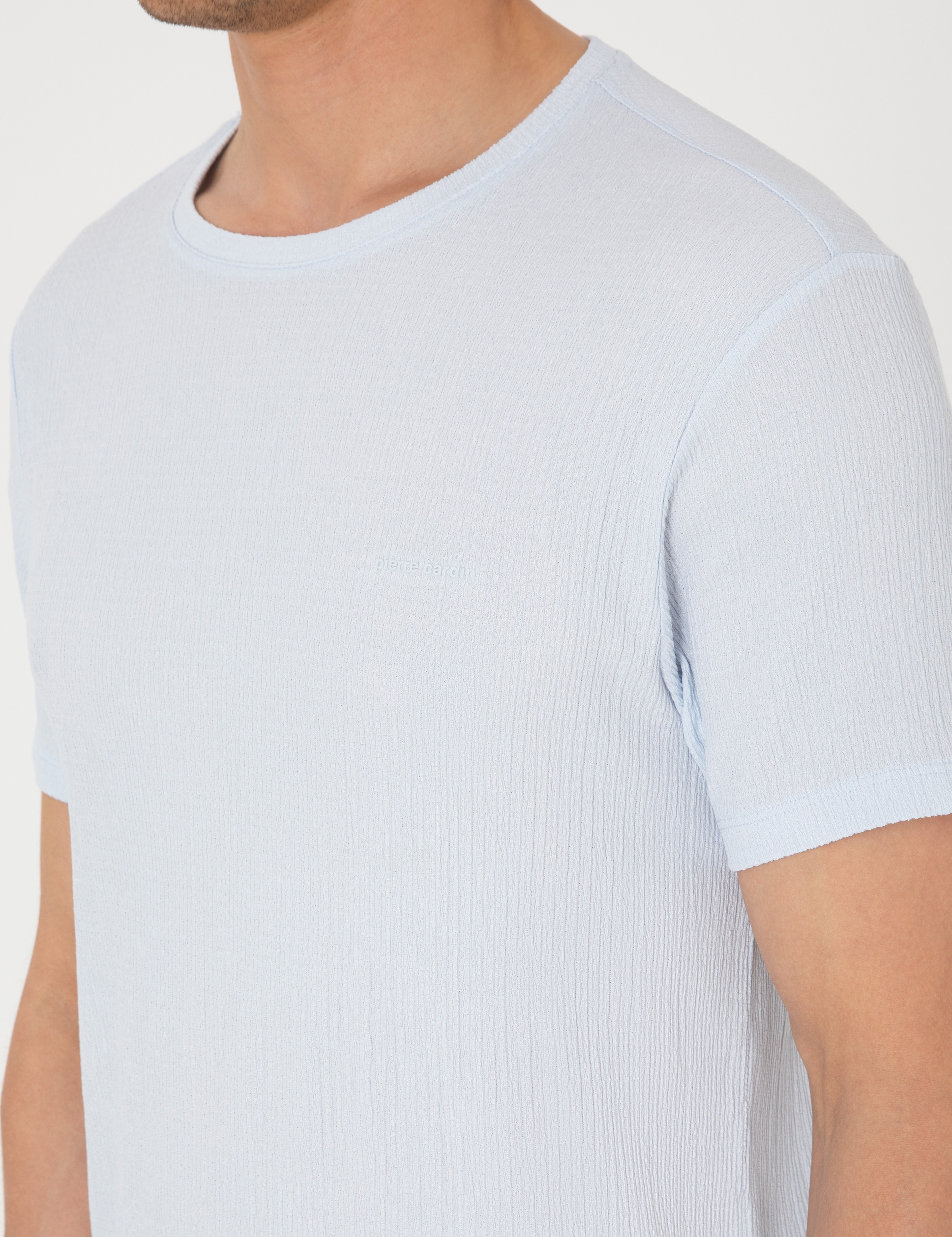 Açık Mavi Slim Fit Tişört - Image 7