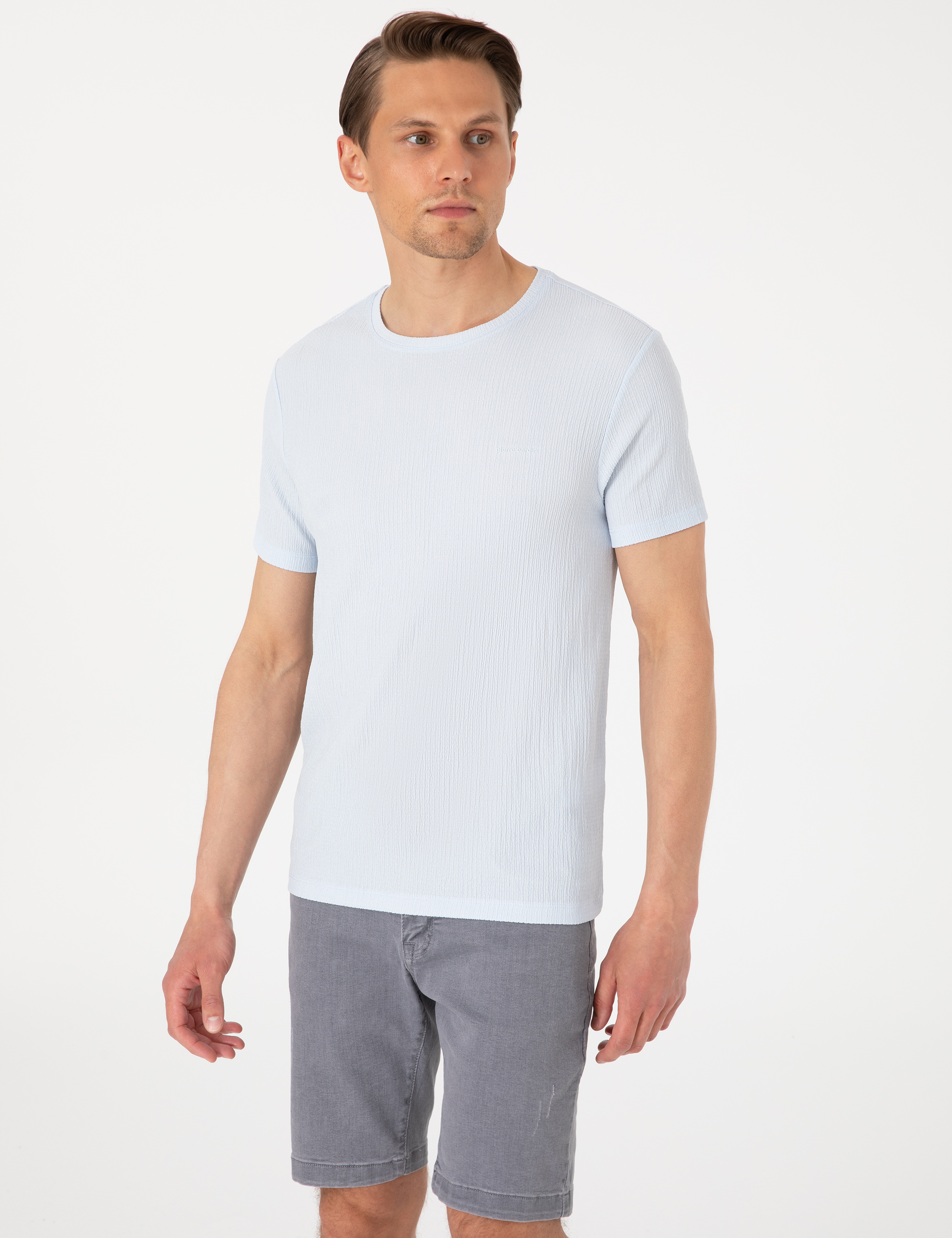 Açık Mavi Slim Fit Tişört - Image 3