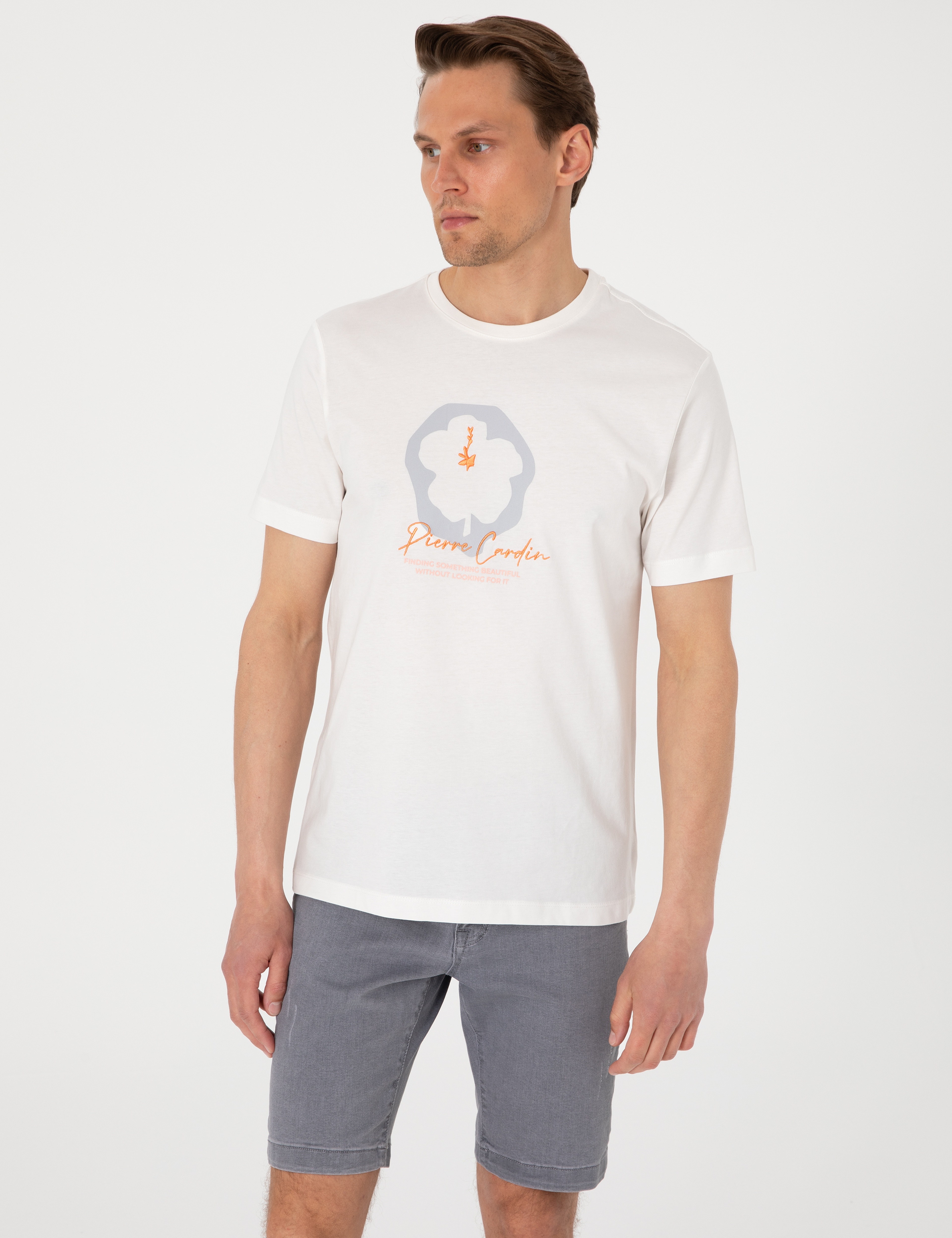 Ekru Slim Fit Tişört - Image 3
