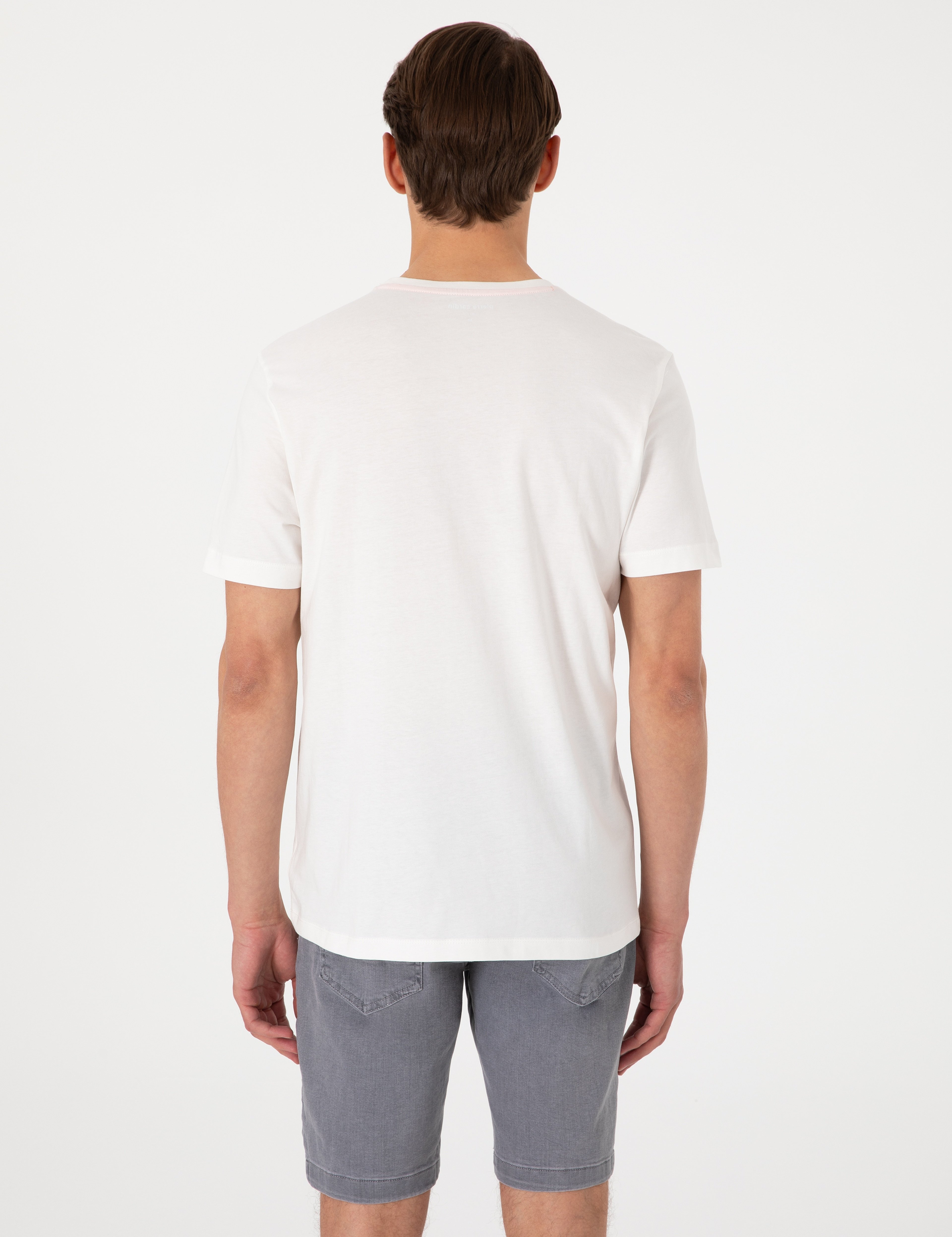 Ekru Slim Fit Tişört - Image 5