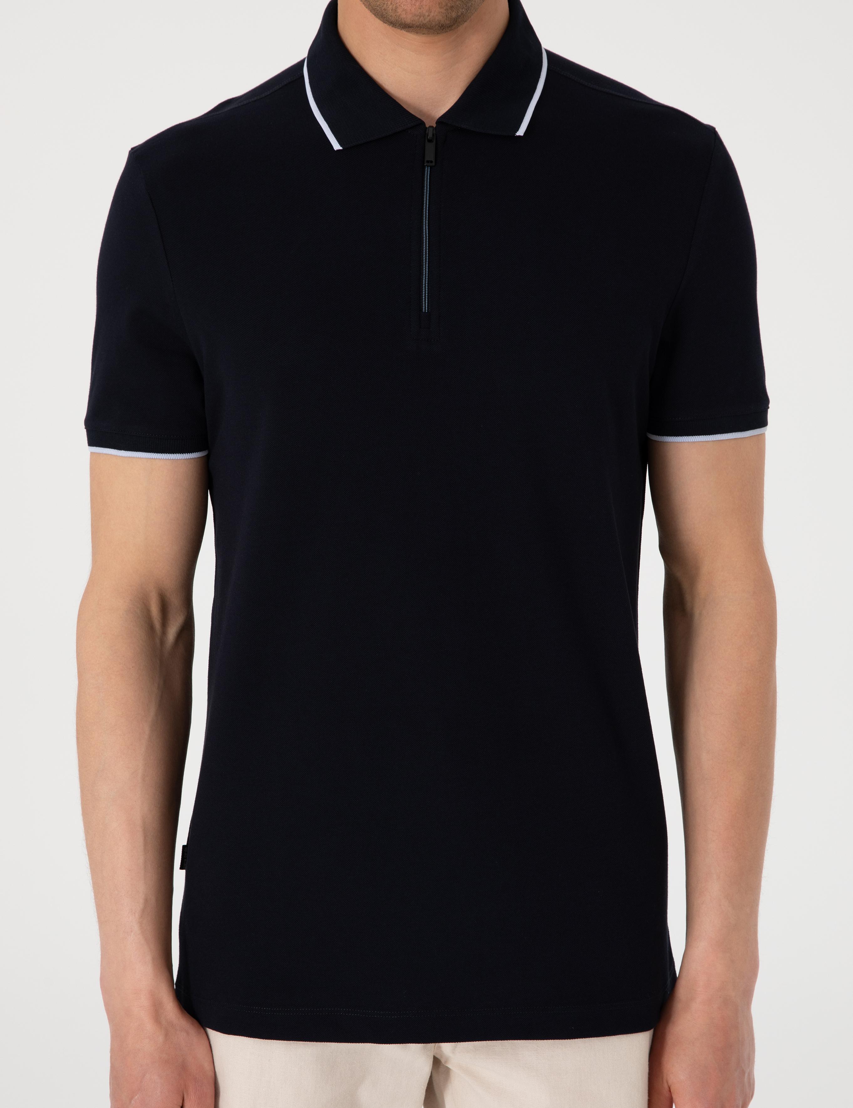 Lacivert Slim Fit Polo Yaka Tişört