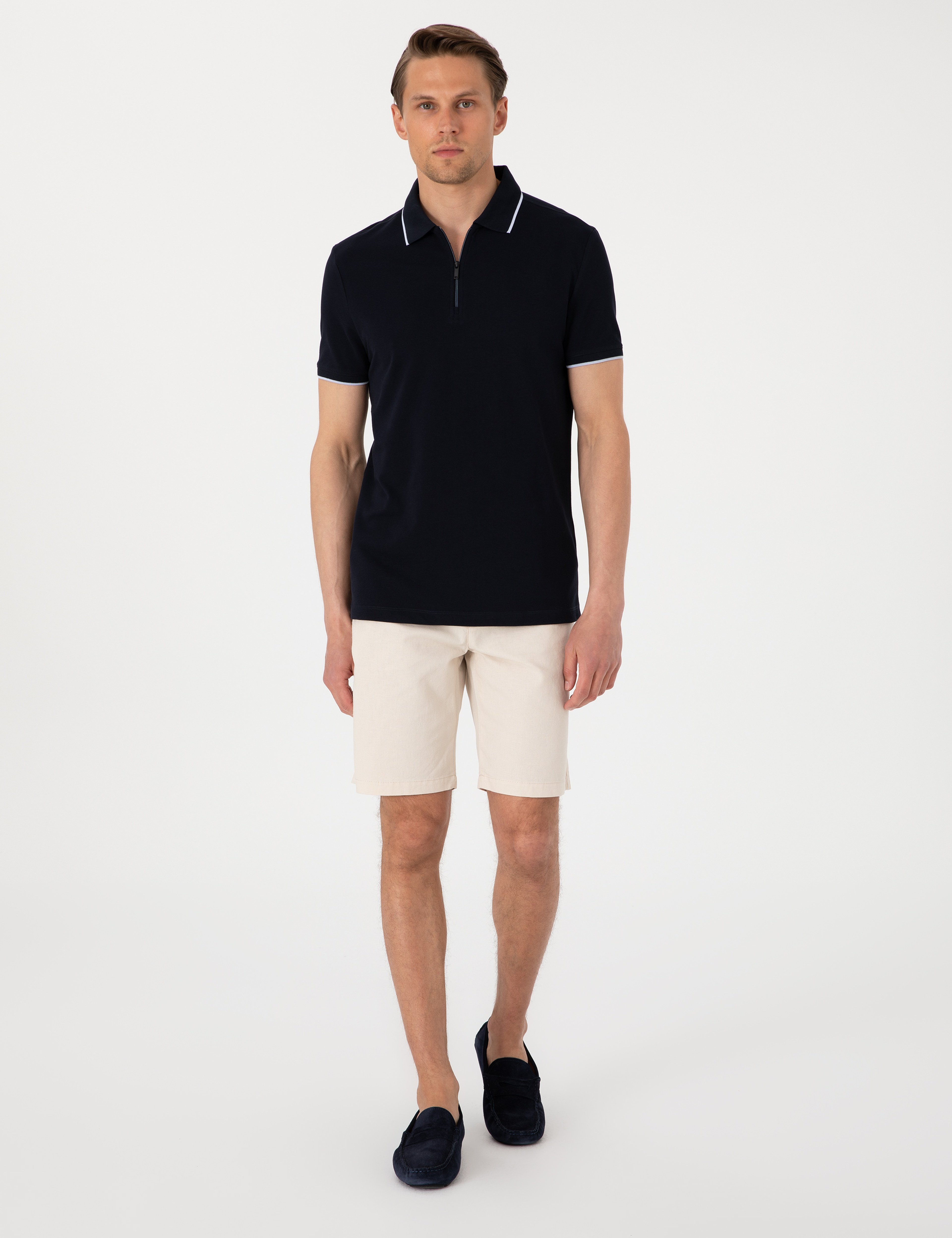 Lacivert Slim Fit Polo Yaka Tişört - Image 4