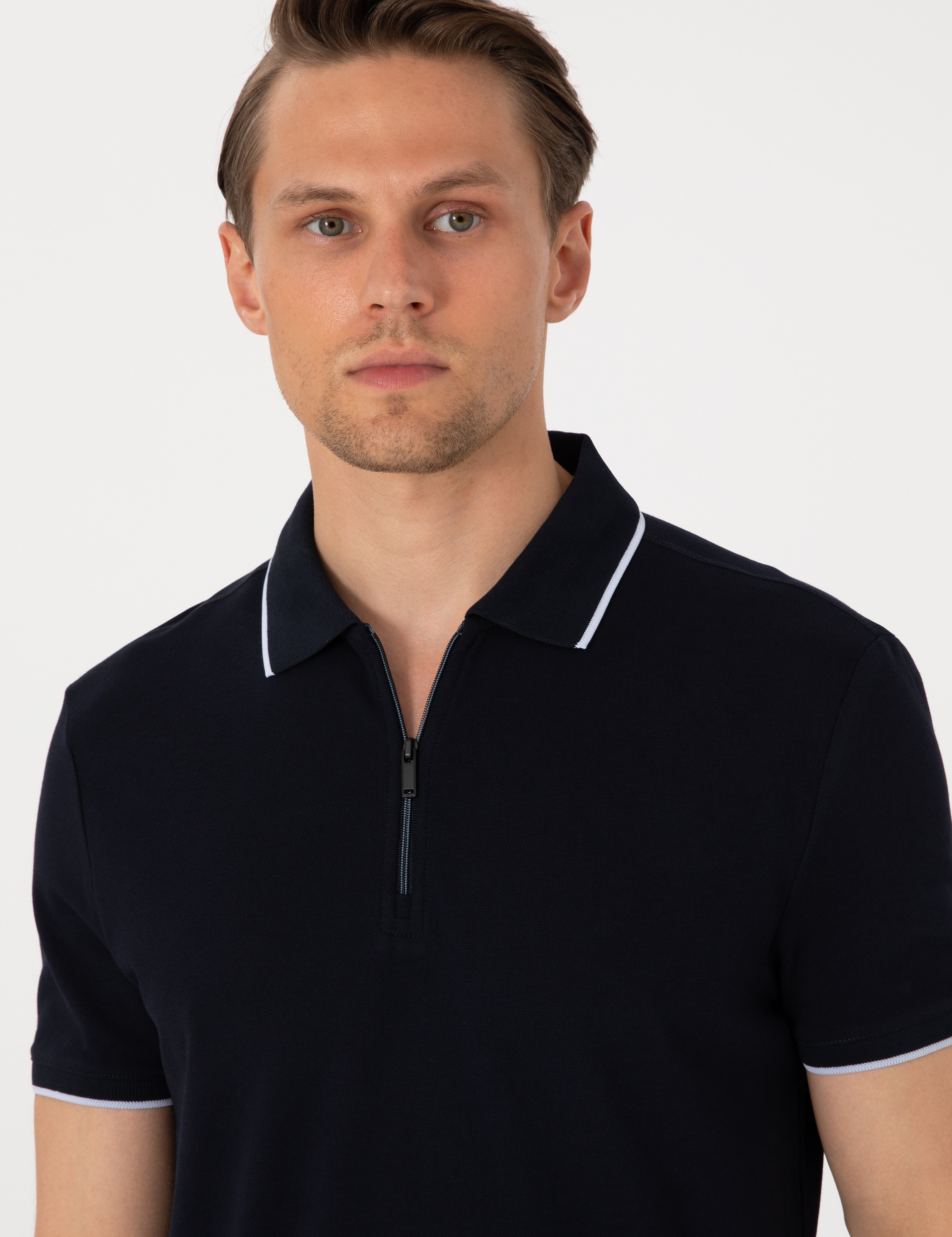 Lacivert Slim Fit Polo Yaka Tişört - Image 2