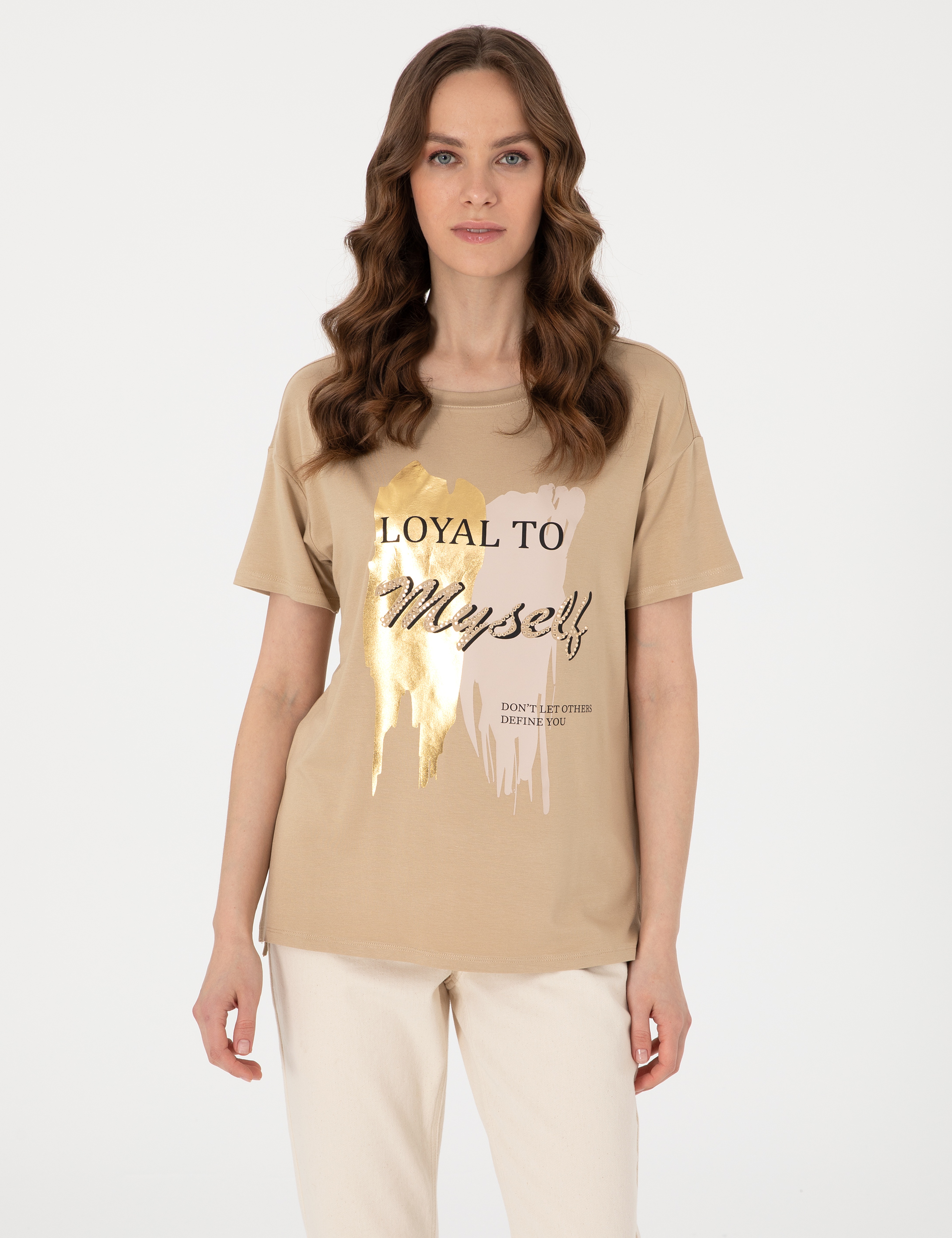 Bej Comfort Fit Tişört - Image 1