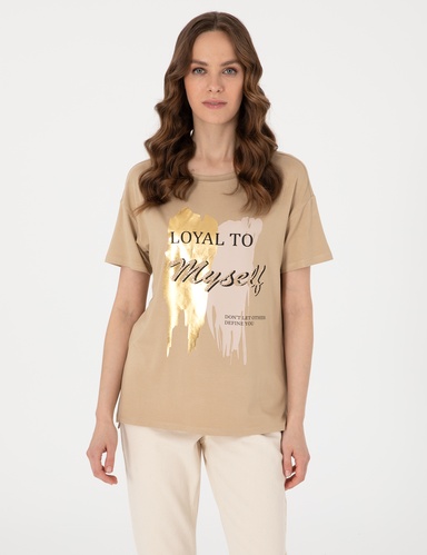 Bej Comfort Fit Tişört
