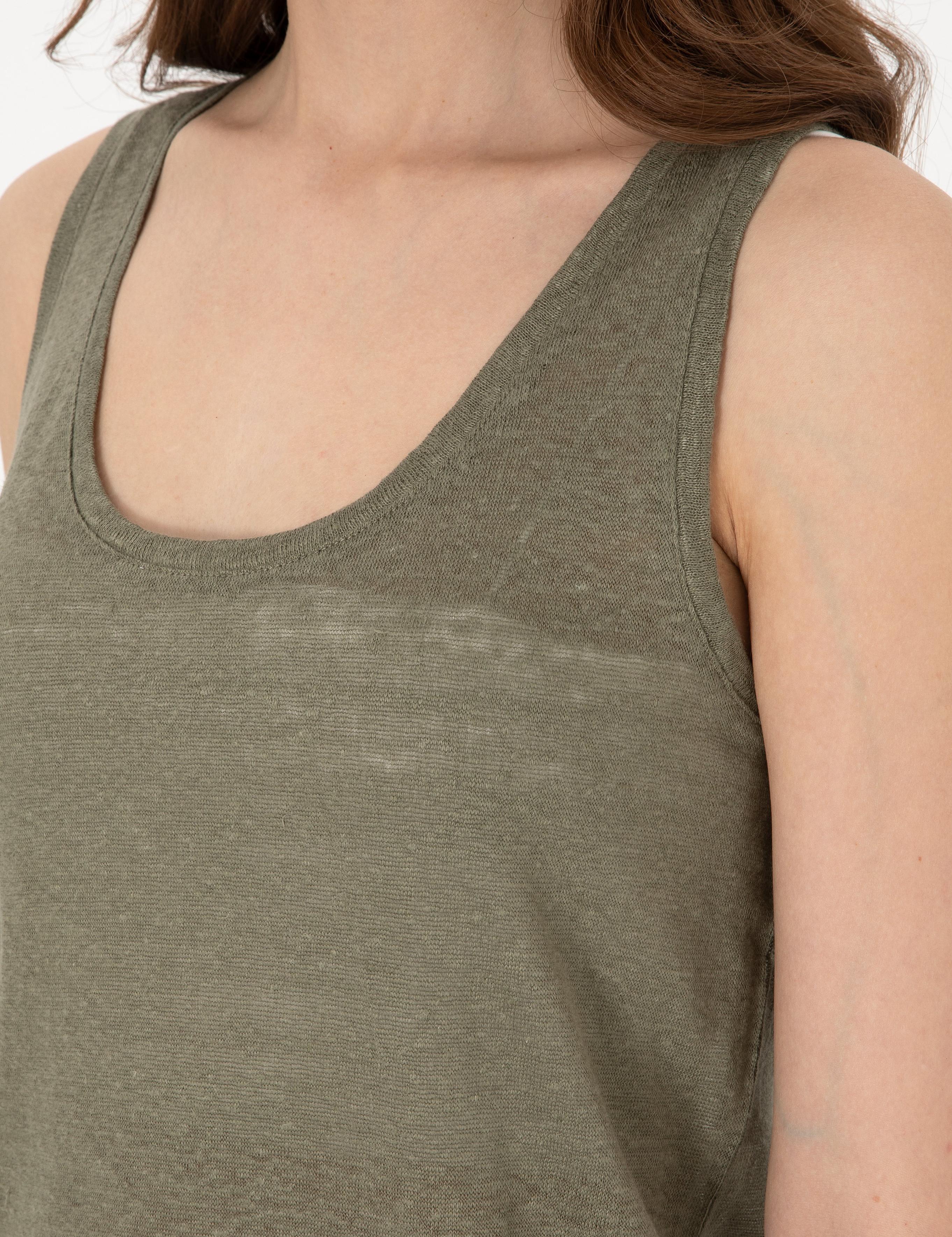 Haki Comfort Fit Örme Bluz