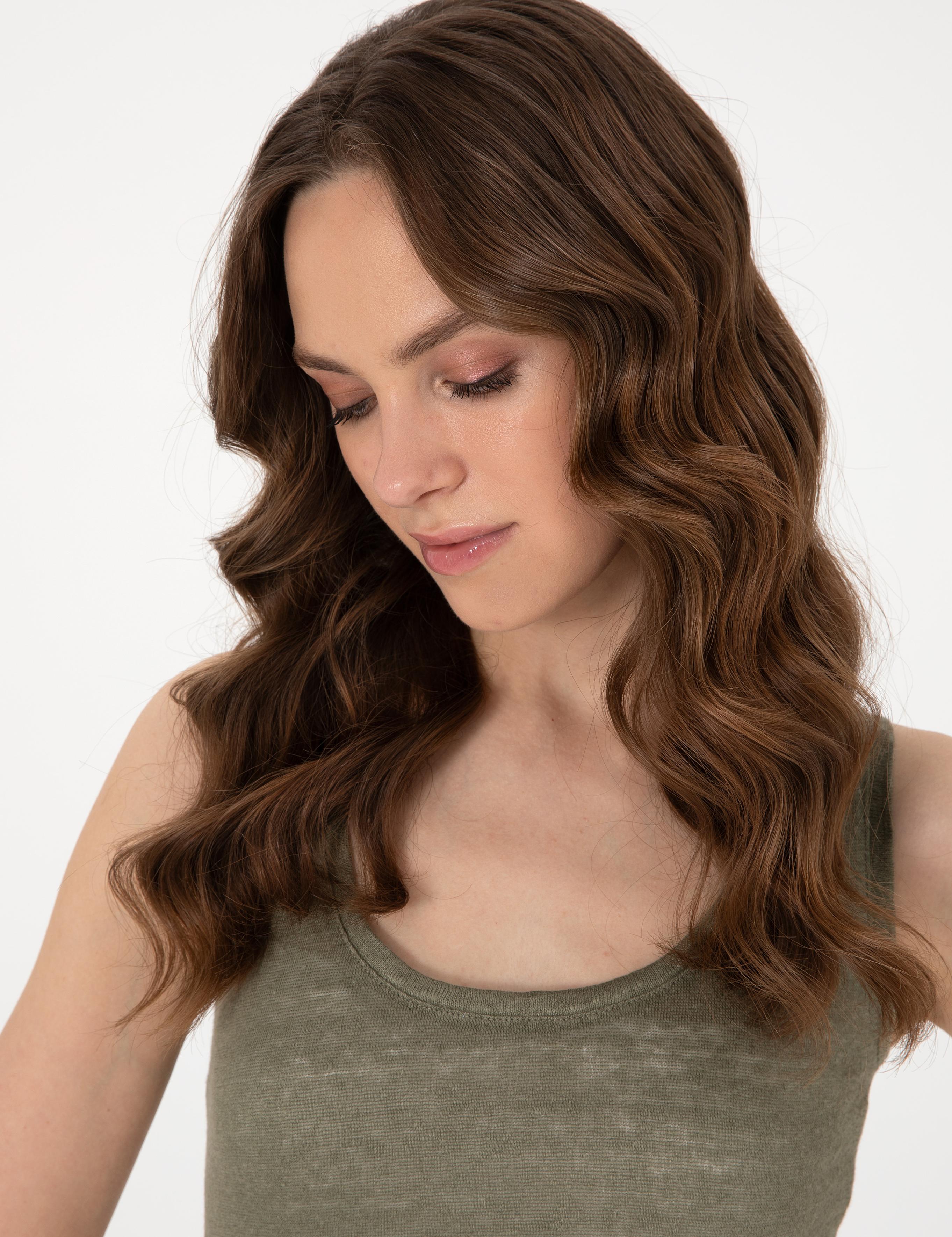 Haki Comfort Fit Örme Bluz