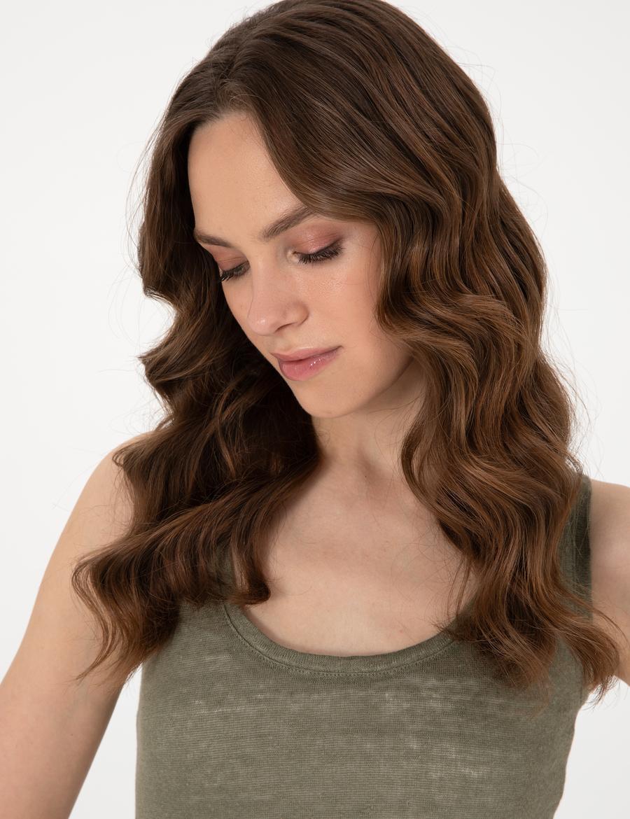 Haki Comfort Fit Örme Bluz