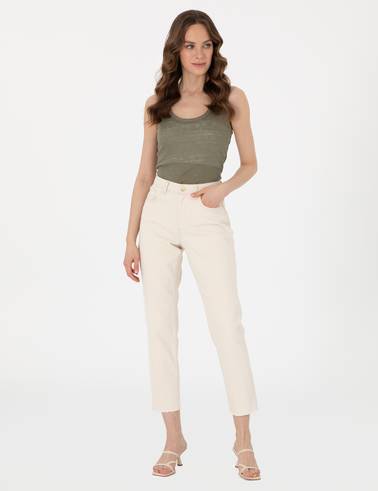Haki Comfort Fit Örme Bluz