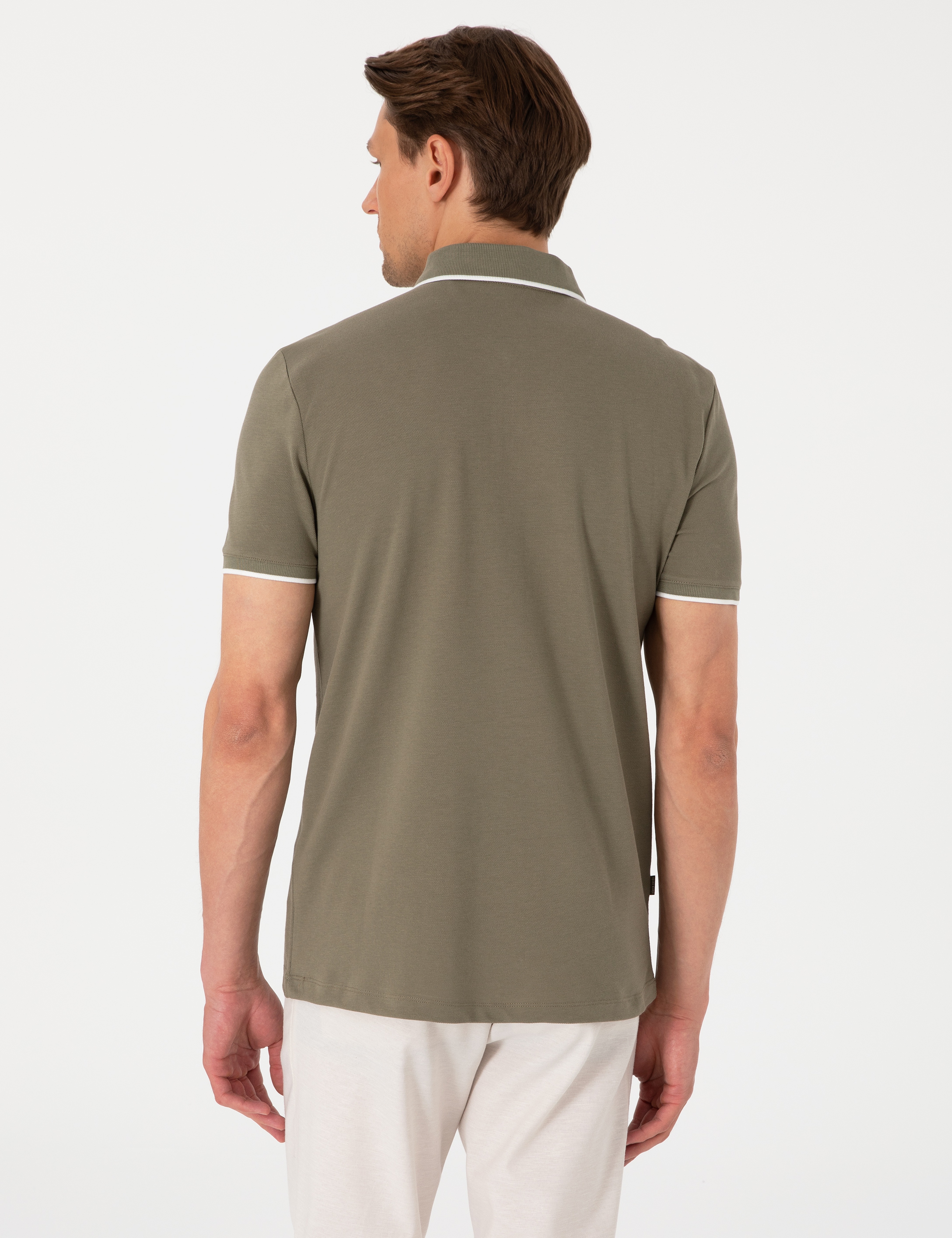 Haki Slim Fit Polo Yaka Tişört