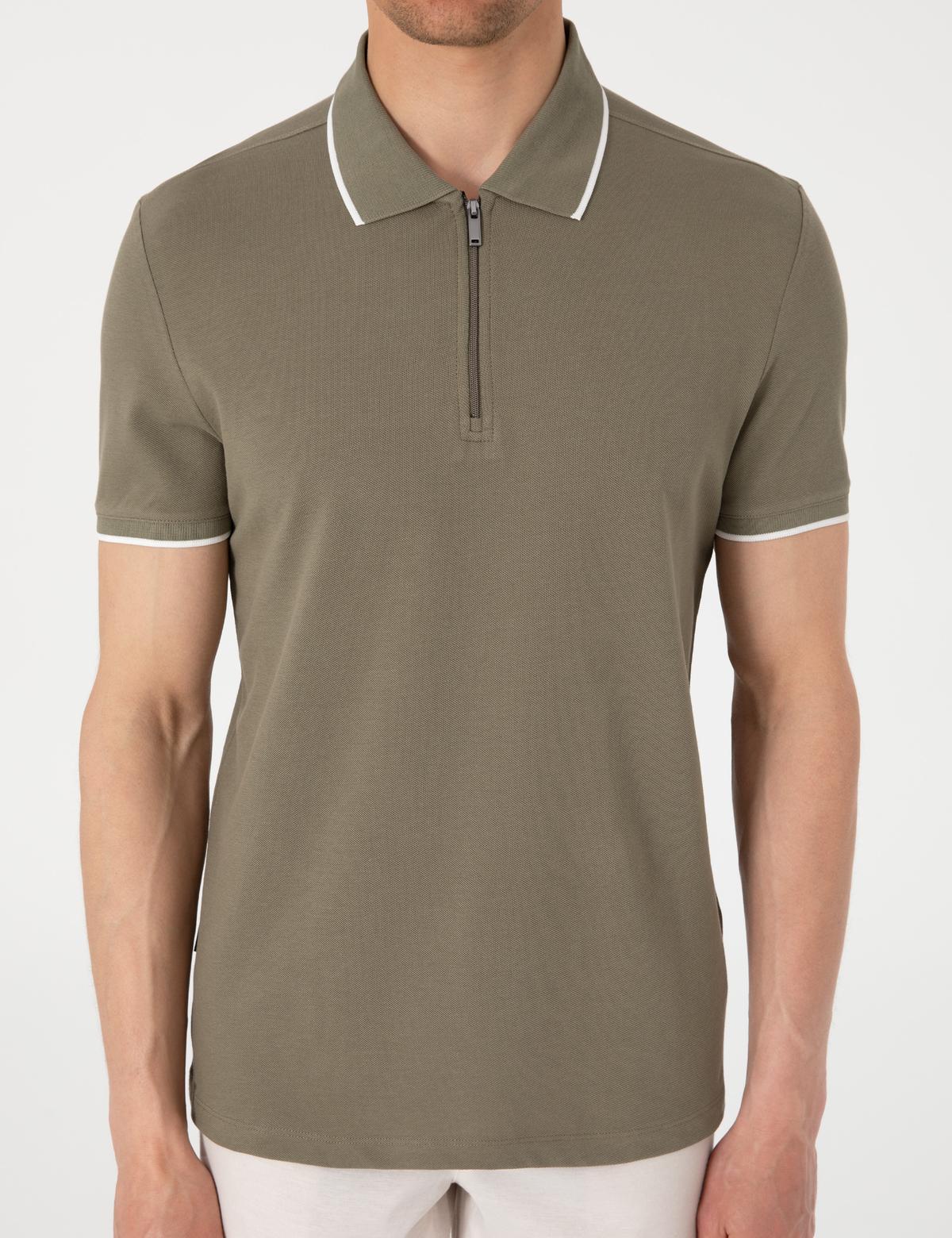 Haki Slim Fit Polo Yaka Tişört - 50307516034