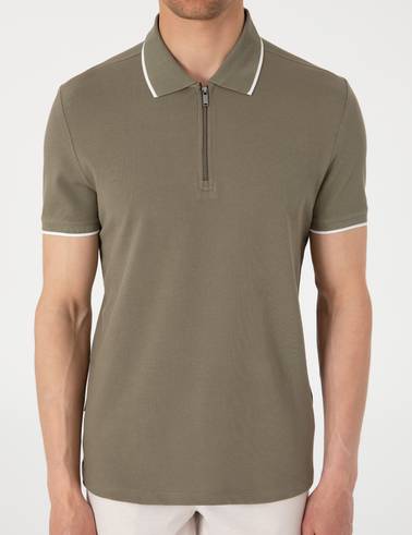 Haki Slim Fit Polo Yaka Tişört
