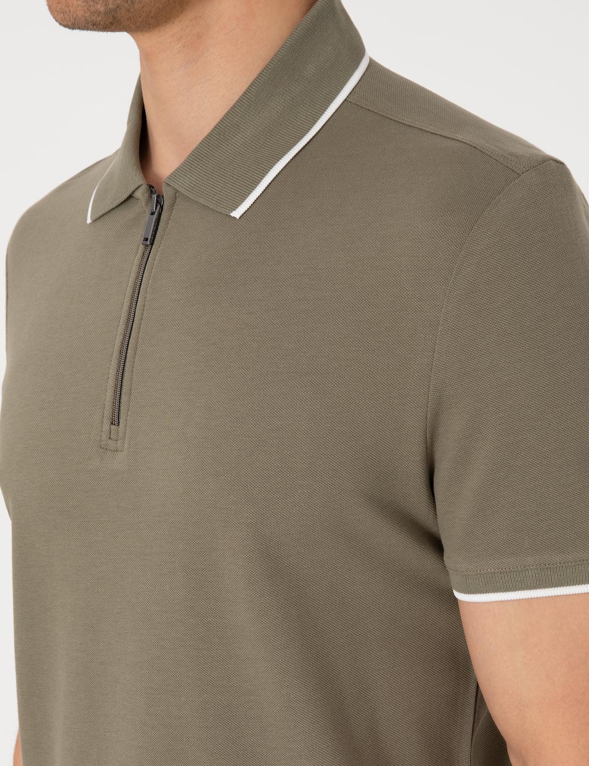 Haki Slim Fit Polo Yaka Tişört - 50307516034