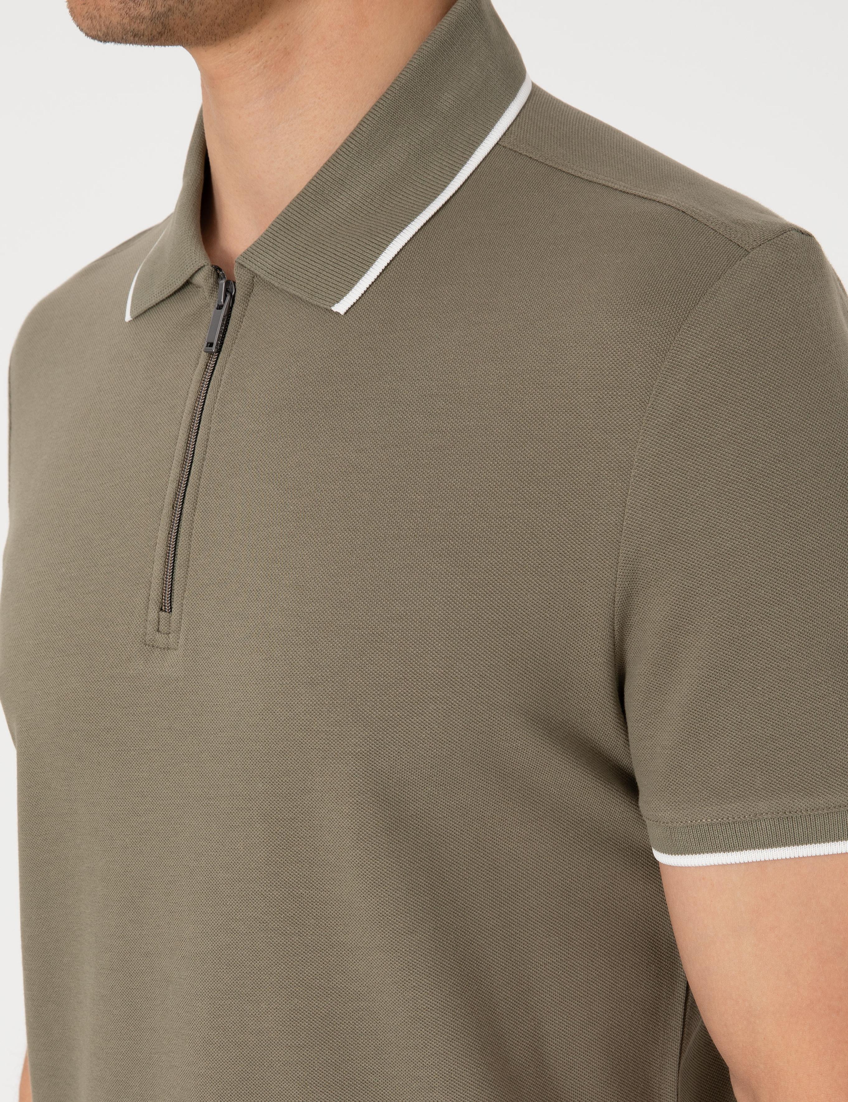 Haki Slim Fit Polo Yaka Tişört