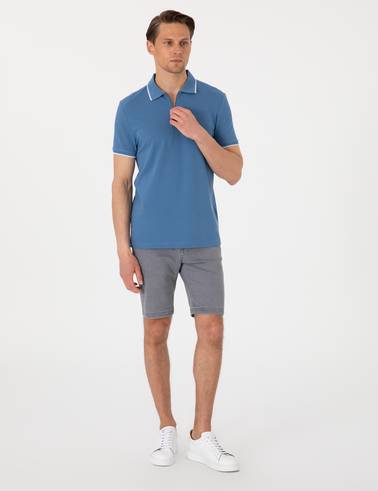 Koyu Mavi Slim Fit Polo Yaka Tişört
