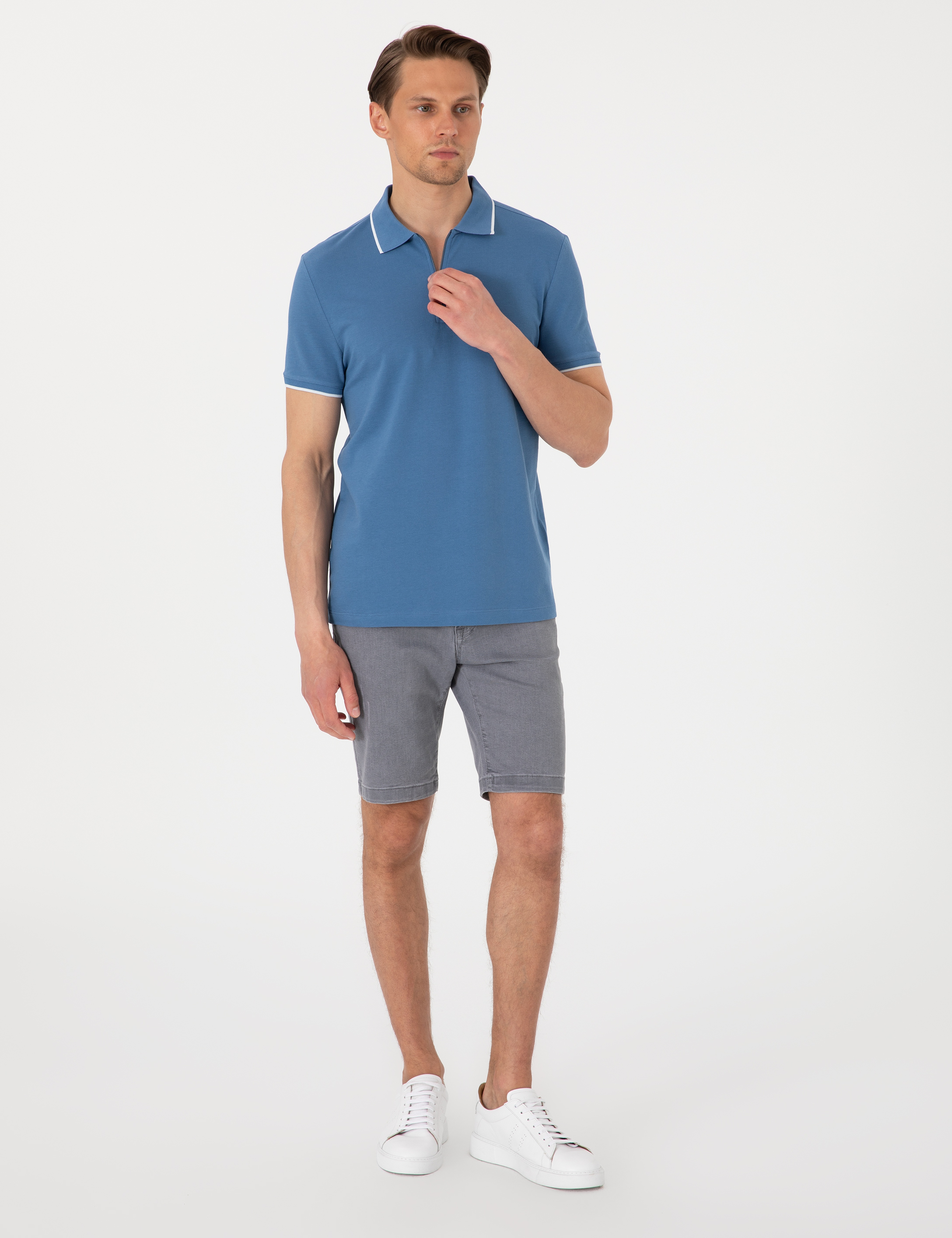 Koyu Mavi Slim Fit Polo Yaka Tişört