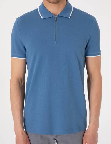 Koyu Mavi Slim Fit Polo Yaka Tişört