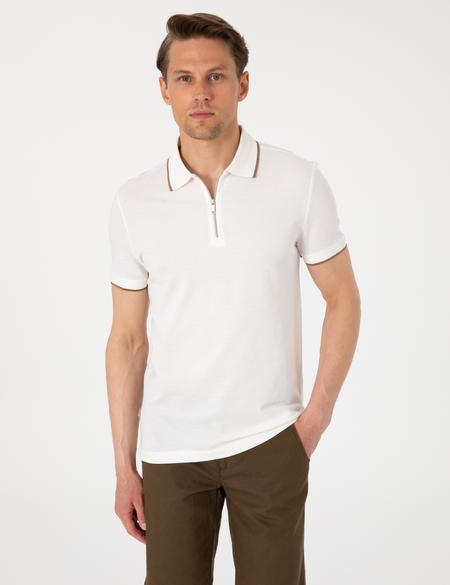 Ekru Slim Fit Polo Yaka Tişört - 50307516007