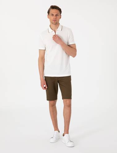 Ekru Slim Fit Polo Yaka Tişört