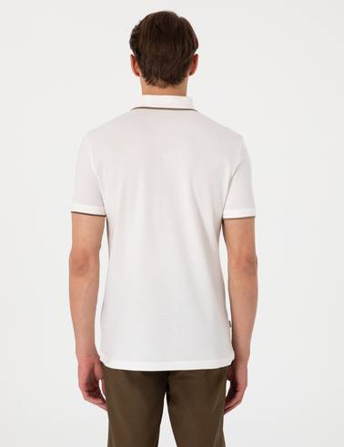 Ekru Slim Fit Polo Yaka Tişört