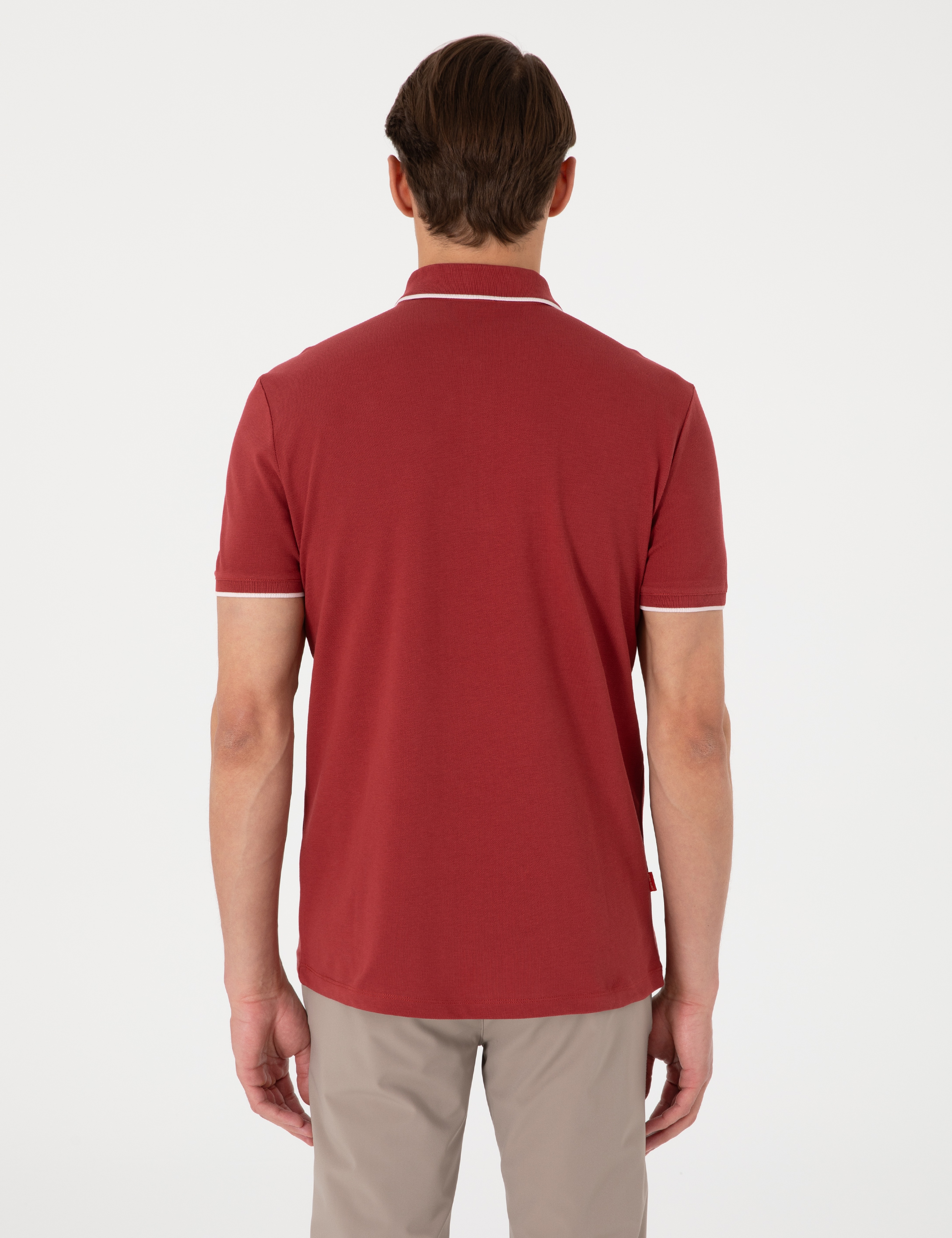 Nar Slim Fit %100 Pamuk Fermuarlı Polo Yaka Tişört