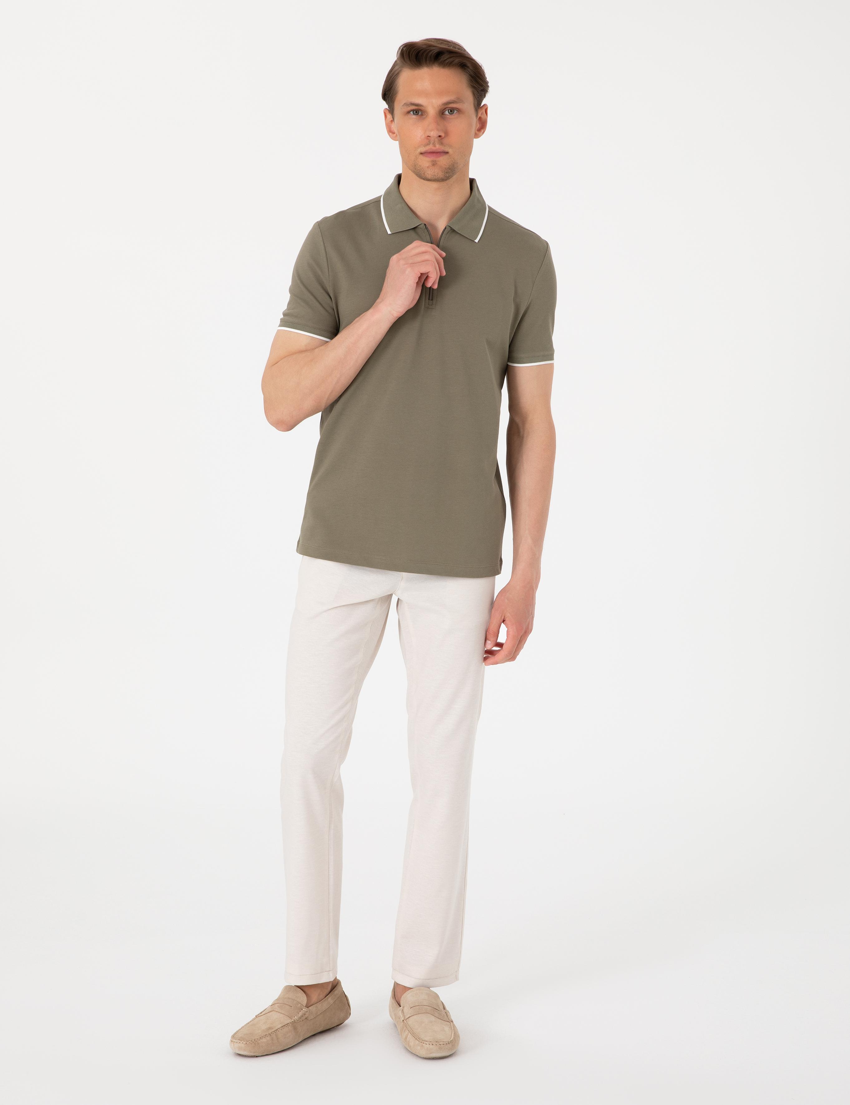 Haki Slim Fit Polo Yaka Tişört