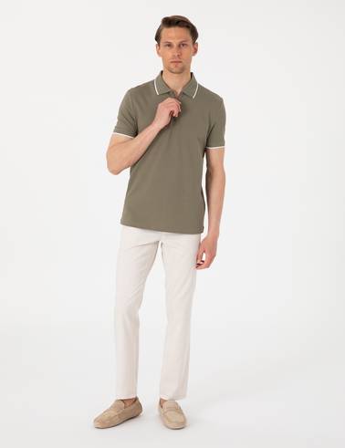 Haki Slim Fit Polo Yaka Tişört