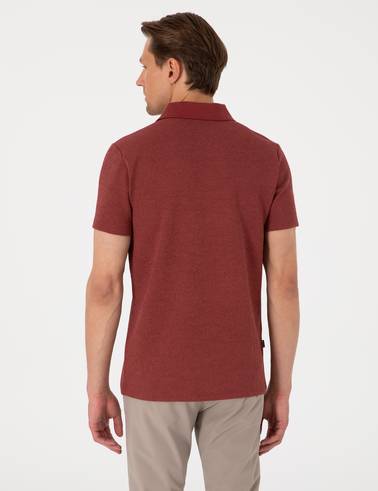 Nar Slim Fit Örme Dokulu Polo Yaka Tişört