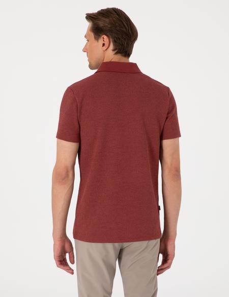 Nar Slim Fit Örme Dokulu Polo Yaka Tişört - 50310171062