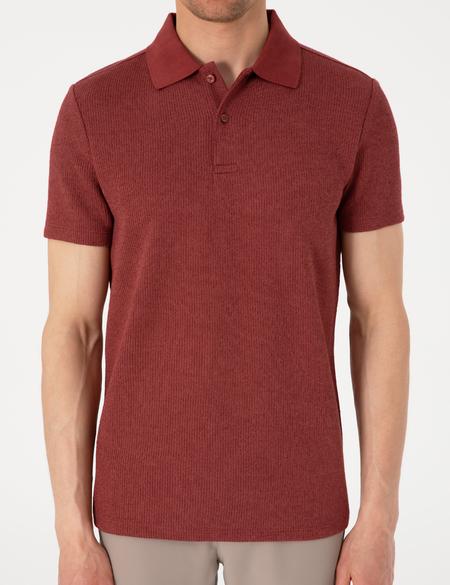 Nar Slim Fit Örme Dokulu Polo Yaka Tişört - 50310171062