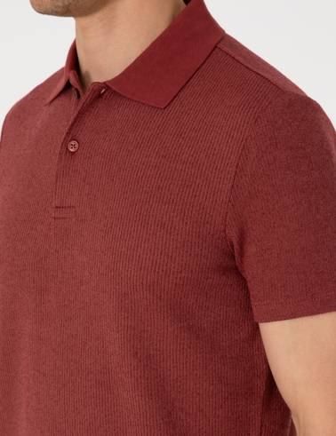 Nar Slim Fit Örme Dokulu Polo Yaka Tişört