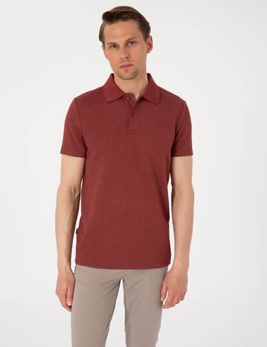 Nar Slim Fit Örme Dokulu Polo Yaka Tişört