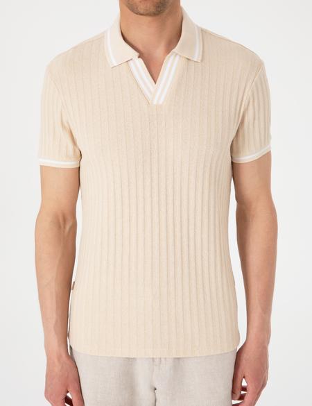 Bej Slim Fit Örme Dokulu Polo Yaka Tişört - 50310162023