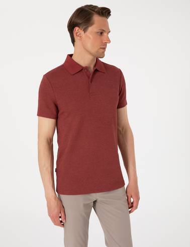Nar Slim Fit Örme Dokulu Polo Yaka Tişört