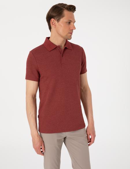 Nar Slim Fit Örme Dokulu Polo Yaka Tişört - 50310171062