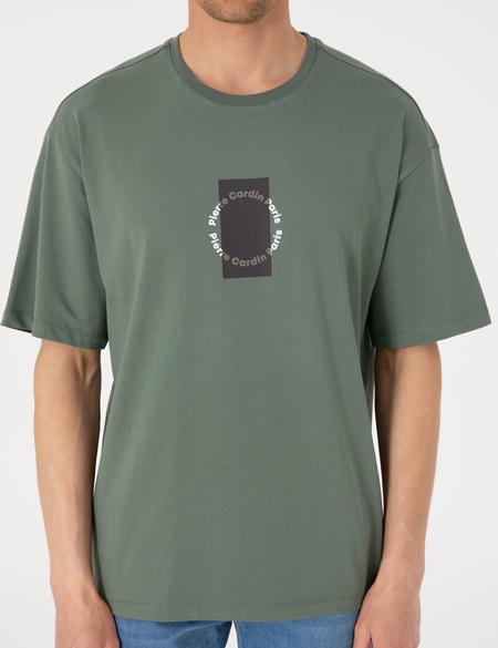 Haki Comfort Fit Bisiklet Yaka Tişört - 50310155026