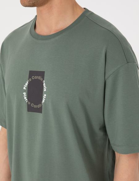 Haki Comfort Fit Bisiklet Yaka Tişört - 50310155026