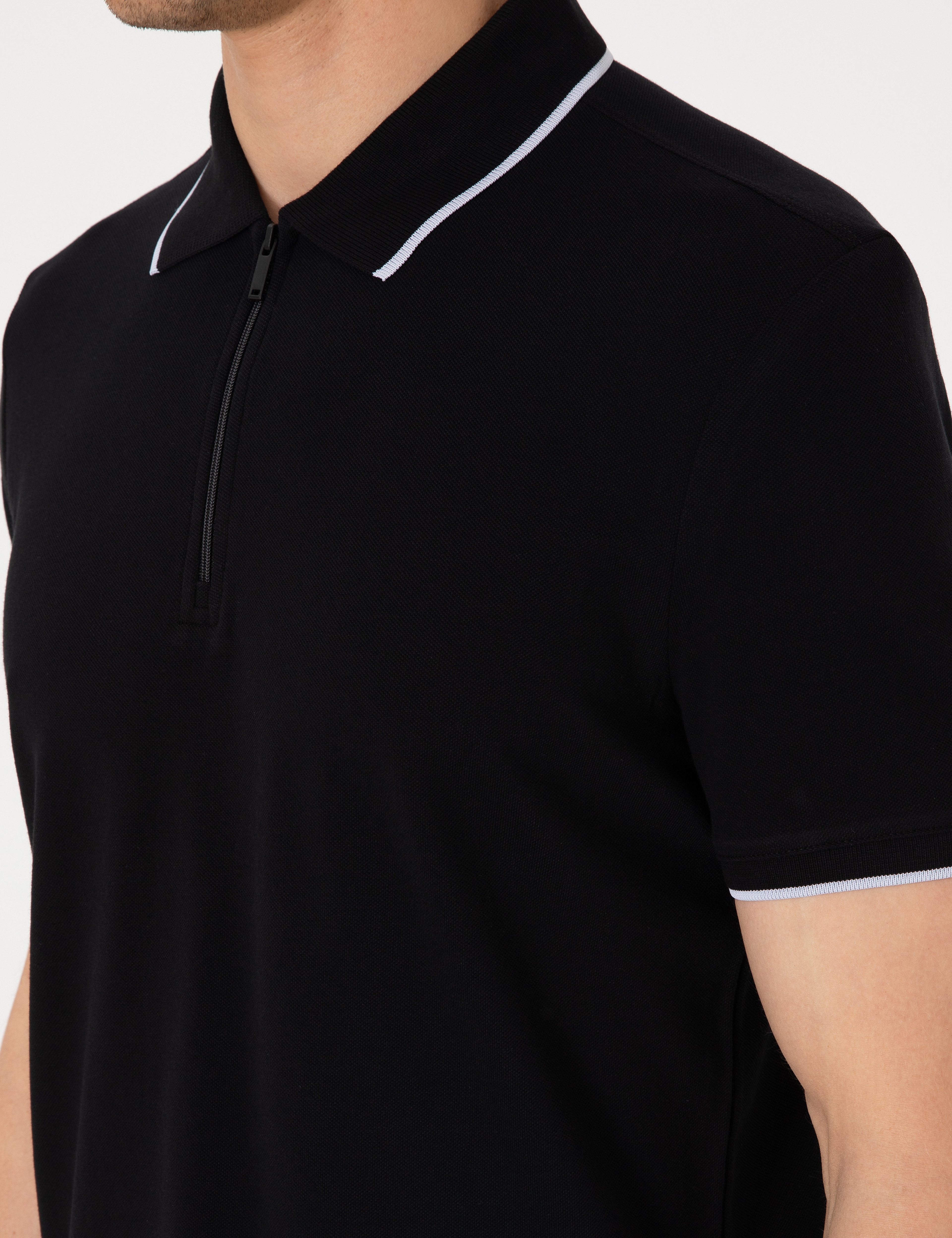 Siyah Slim Fit Polo Yaka Tişört