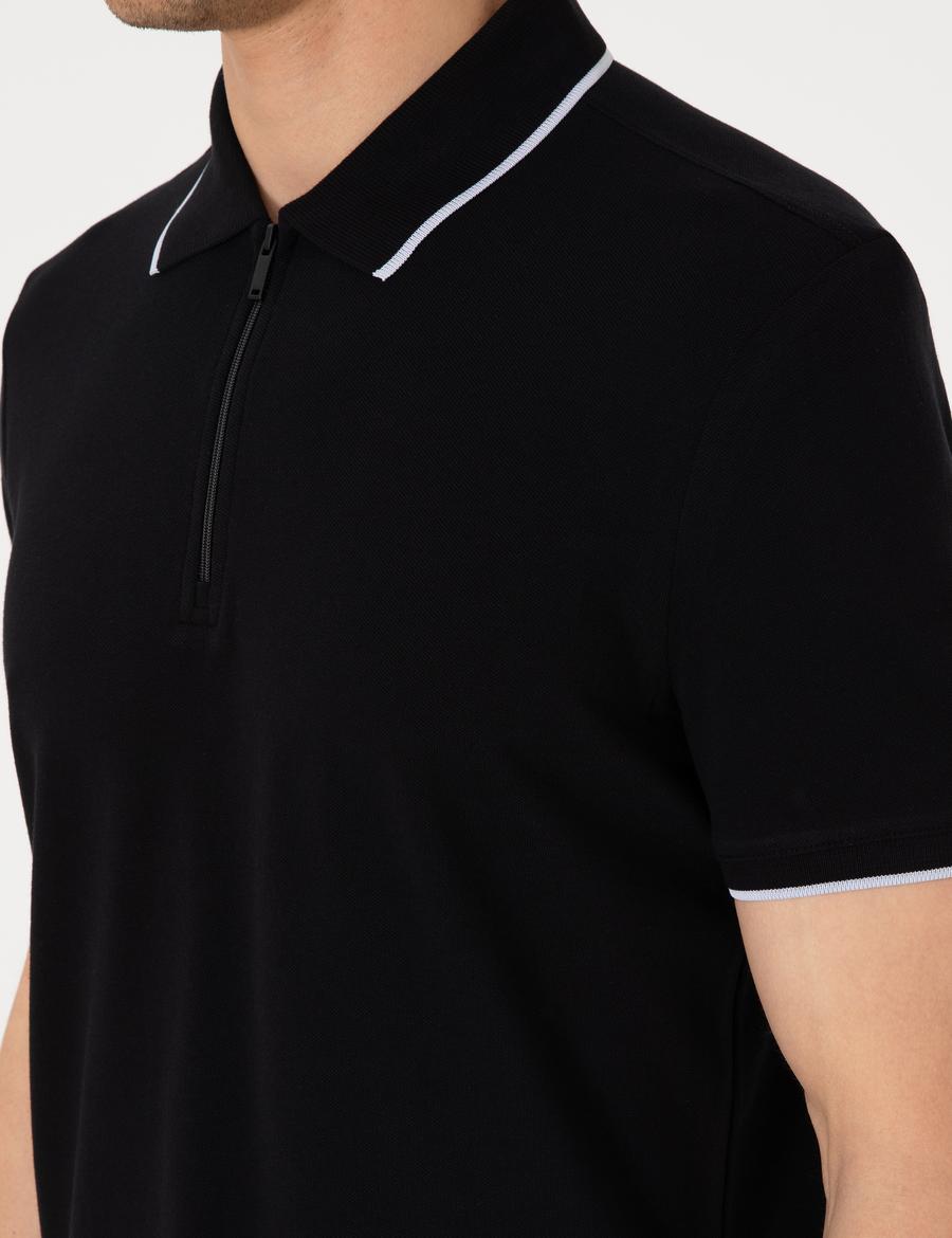 Siyah Slim Fit Polo Yaka Tişört