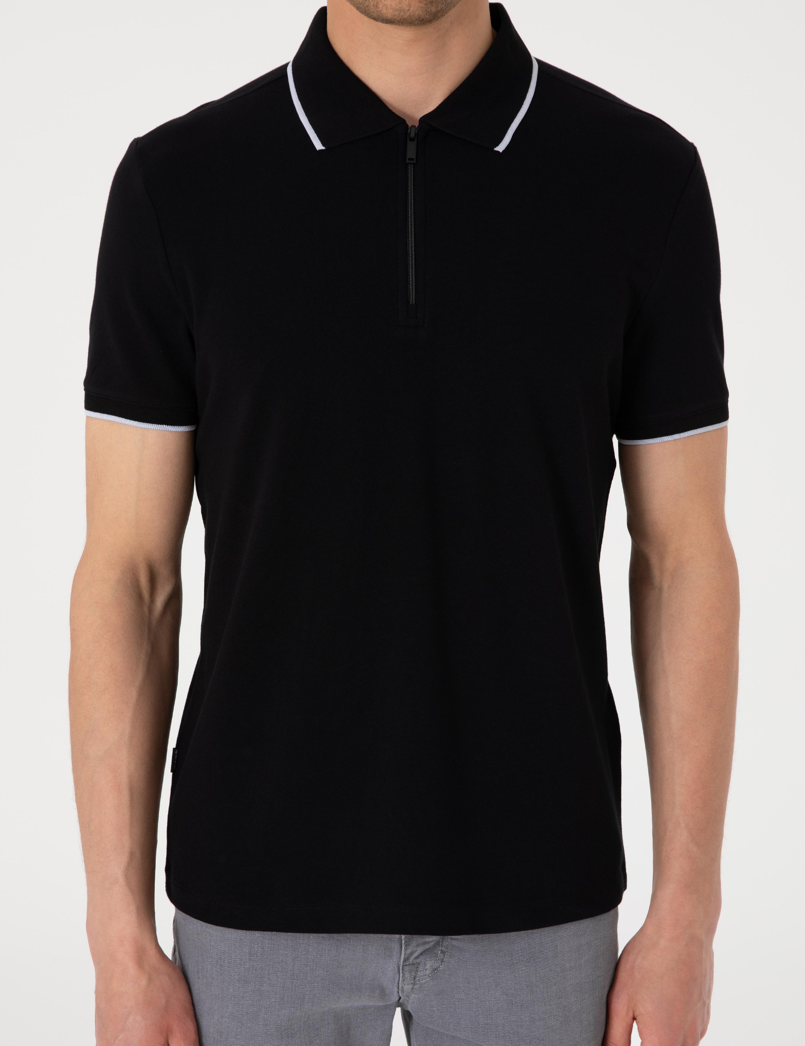 Siyah Slim Fit Polo Yaka Tişört